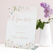 Signe De Table Script Fleur sauvage rose Mariage rustique Open Ba