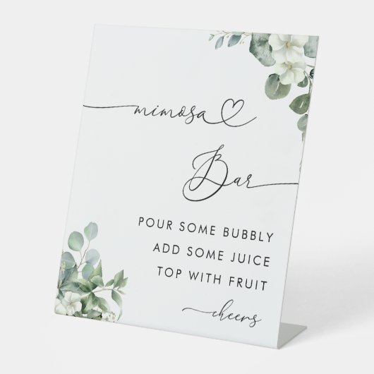 Signe De Table Script Heart & Eucalyptus Fête des mariées Mimosa  (Recto)