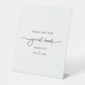 Signe De Table Script manuscrit moderne Livre d'invité noir blanc (Recto)