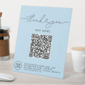 Signe De Table Script Merci Cœur Analysez Moi Code QR Logo bleu (In SItu)