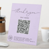 Signe De Table Script Merci Cœur Analysez Moi Code QR Logo violet (In SItu)