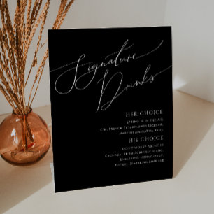 Signe De Table Script minimal Whimsical Black Signature Boisson