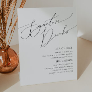 Signe De Table Script minimaliste Whimsical | Boissons de signatu