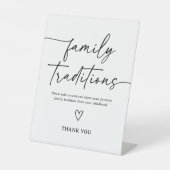 Signe De Table Script moderne Baby shower Famille Traditions Sign (Recto)