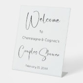 Signe De Table Script moderne Couples Douche Bienvenue (Recto)