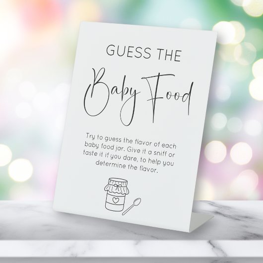 Signe De Table Script Moderne Devinez Le Baby shower Alimentaire 
