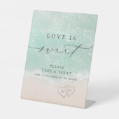 Signe De Table Script Moderne Sable Coeurs Plage L'Amour Est Doux (Recto)