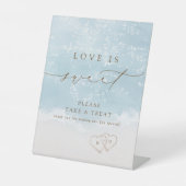 Signe De Table Script Moderne Sables Cœurs Plage L'amour est doux (Recto)
