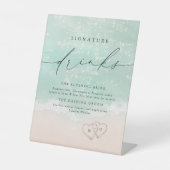 Signe De Table Script moderne Sand Hearts Beach Signature Boisson (Recto)