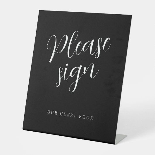 Signe De Table Script moderne simple mariage livre d'invité noir (Recto)