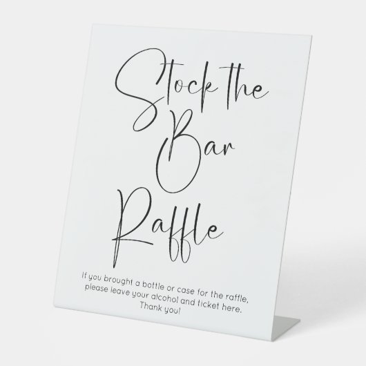 Signe De Table Script moderne Stock le Bar Raffle (Recto)