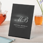 Signe De Table Script monogramme noir gris moderne mignon (In SItu)