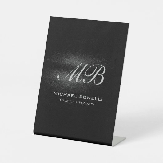 Signe De Table Script monogramme noir gris moderne mignon (Recto)