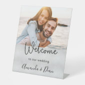 Signe De Table Script photo mariage d'accueil en argent (Recto)