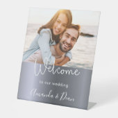 Signe De Table Script photo mariage d'accueil en argent (Recto)