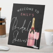 Signe De Table Script Pink Champagne Nom Fête des mariées de bien (In SItu)