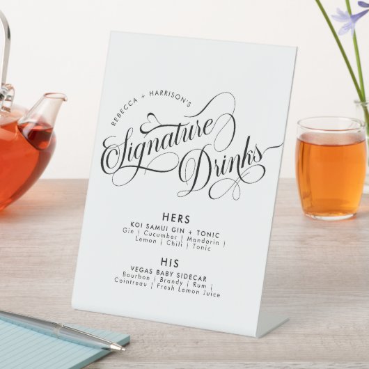 Signe De Table Script romantique Signature Boissons Bar Mariage P (In SItu)