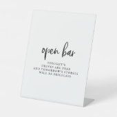 Signe De Table Script rustique Open Bar Sign (Recto)