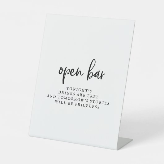 Signe De Table Script rustique Open Bar Sign (Recto)