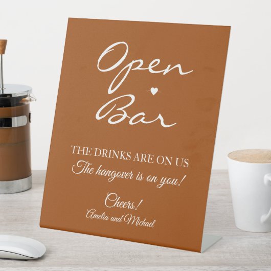 Signe De Table Script Signature Terracotta Open Bar Mariage (In SItu)