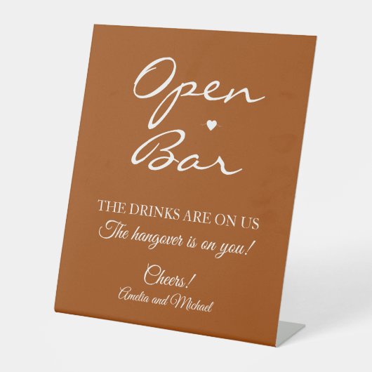 Signe De Table Script Signature Terracotta Open Bar Mariage (Recto)