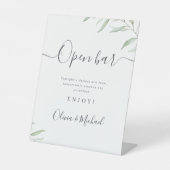 Signe De Table Script verdoyant minimal Mariage rustique Open Bar (Recto)