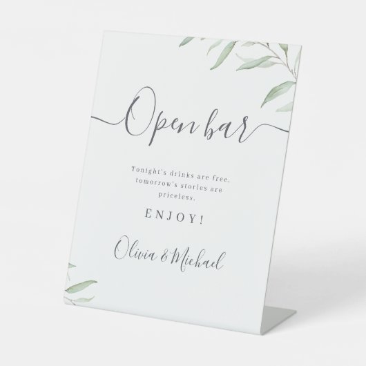 Signe De Table Script verdoyant minimal Mariage rustique Open Bar (Recto)