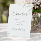 Signe De Table Script verdoyant minimal Mariage rustique Open Bar