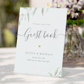 Signe De Table Script verdoyant minimal Rustique Mariage Livre d'