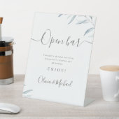 Signe De Table Script vert bleu poussiéreux rustique Open Bar (In SItu)