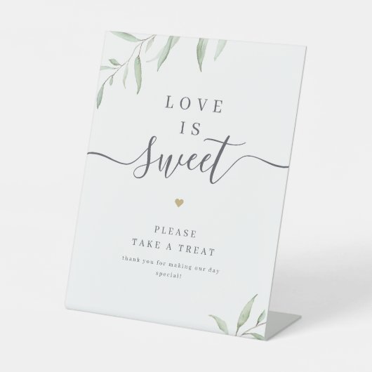 Signe De Table Script vert minimal rustique L'amour est doux (Recto)
