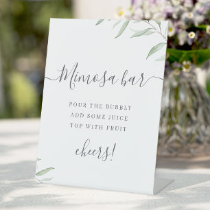 Signe De Table Script vert minimal rustique Mimosa Bar