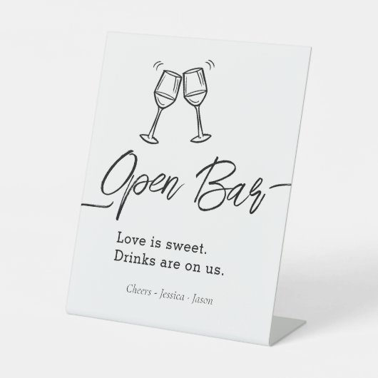 Signe De Table Script Wedding Open Bar Simple Event  (Recto)