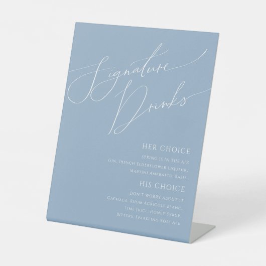 Signe De Table Script Whimsical | Boissons Dusty Blue Signature (Recto)