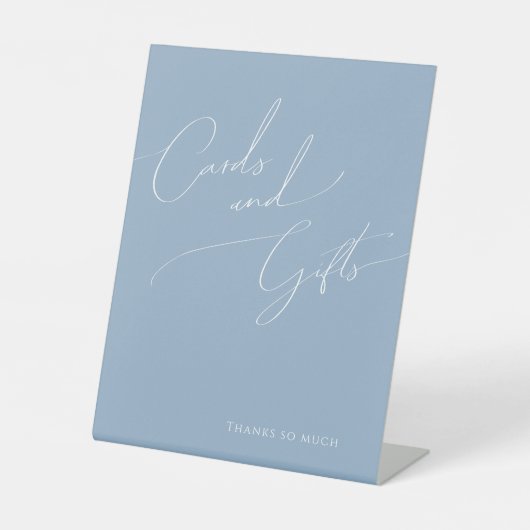Signe De Table Script Whimsical | Cartes et cadeaux Dusty Blue (Recto)