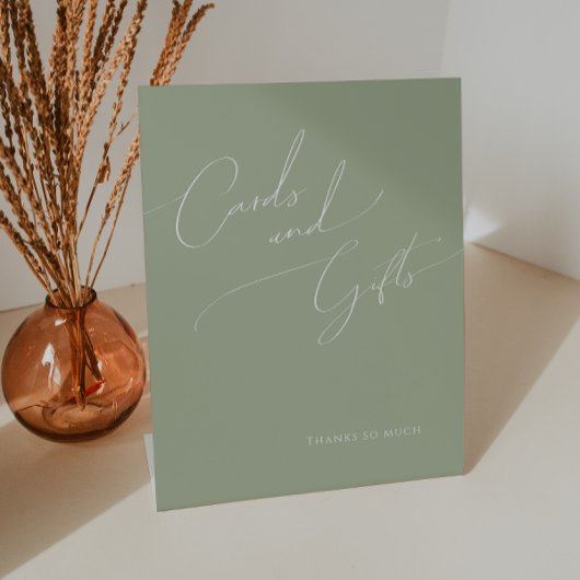 Signe De Table Script Whimsical | Cartes et cadeaux Sage Green