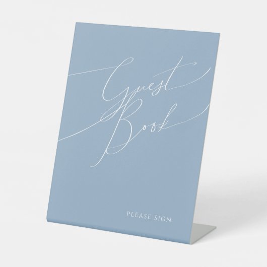Signe De Table Script Whimsical | Dusty Blue Guest Book (Recto)