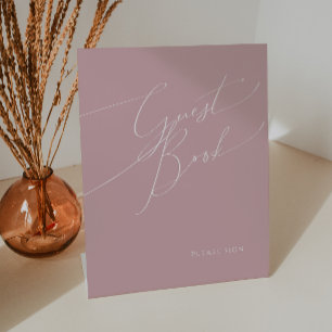 Signe De Table Script Whimsical   Dusty Rose Guest Book