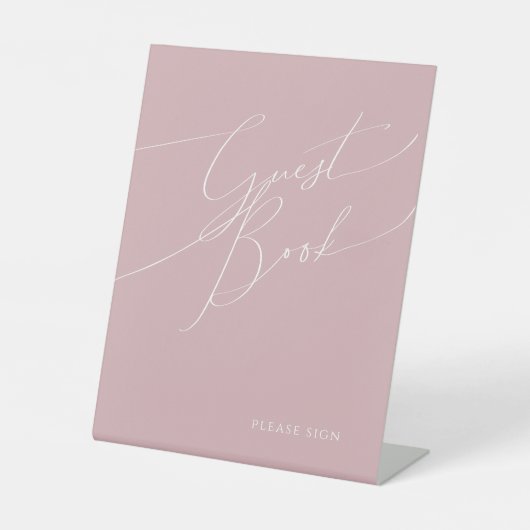 Signe De Table Script Whimsical | Dusty Rose Guest Book (Recto)