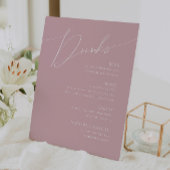Signe De Table Script Whimsical | Dusty Rose Mariage Menu Boisson