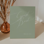 Signe De Table Script Whimsical | Livre d'invité Sage Green
