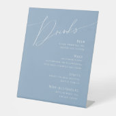 Signe De Table Script Whimsical | Menu Boissons Mariage Dusty Blu (Recto)
