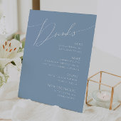 Signe De Table Script Whimsical | Menu Boissons Mariage Dusty Blu