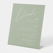 Signe De Table Script Whimsical | Menu des boissons Mariages Sage (Recto)