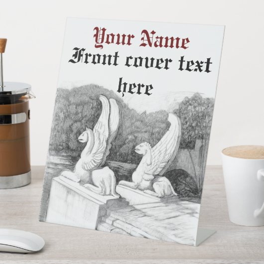 Signe De Table Sculpture de griffons crayon monochrome Art (In SItu)