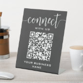 Signe De Table Se Connecter Avec Nous Qr Code Gris Chic Moderne M (In SItu)