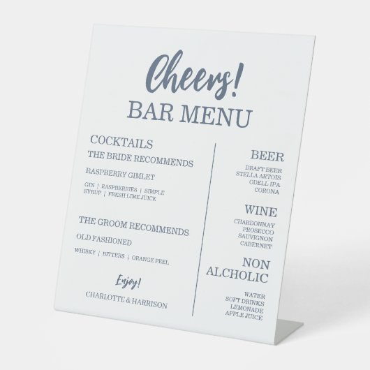 Signe De Table Seascape Coastal Wedding Blue Bar Menu (Recto)