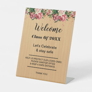 Signe De Table Sécurité de la fête florale en bois rustique de re