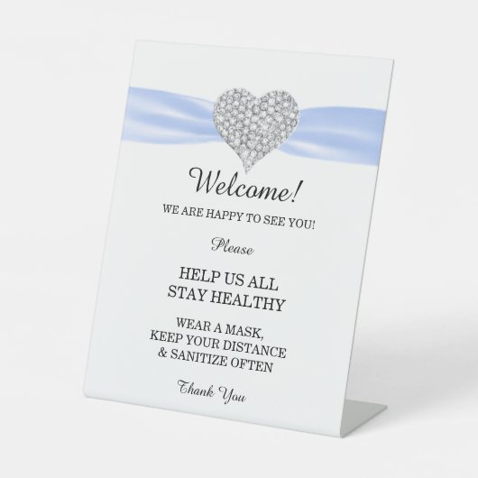 Signe De Table Sécurité des Mariages de ruban bleu carreau (Recto)