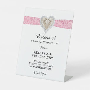 Signe De Table Sécurité du Mariage de dentelle rose Unicorn